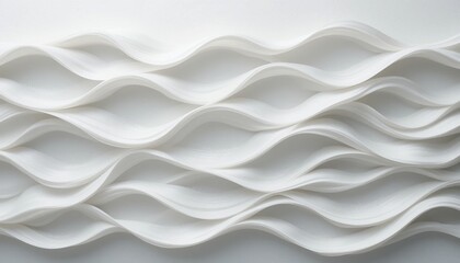 Aufkleber - Flowing textures of white waves abstract art studio setting minimalist design close-up perspective visual harmony