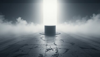 Poster - Mysterious portal opening abandoned warehouse digital art atmospheric environment low angle view conceptual exploration