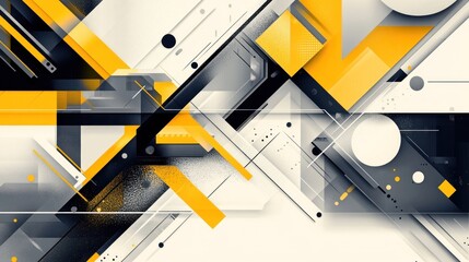 Fototapete - abstract futuristic geometric composition featuring dynamic shapes and lines in a modern yellow gray and black color scheme ideal for design projects