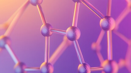 Poster - A close up of a molecule structure with connected spheres