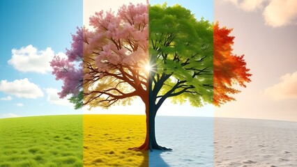 a tree with four seasons