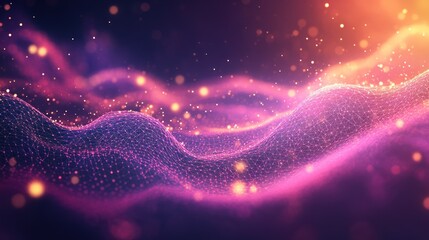 Fototapete - abstract digital wave pattern with glowing particles a futuristic network design with vibrant colors and a sense of interconnectedness