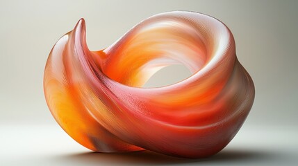Poster - Abstract Glass Sculpture: Swirling Hues of Orange and Red