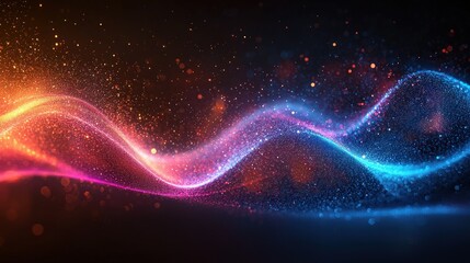 Poster - Abstract Colorful Wave of Light Particles