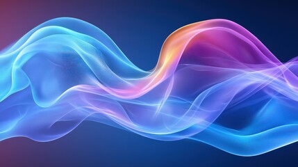 Poster - Abstract Colorful Wave, Vibrant Swirling Design, Digital Art,  Flowing Hues of Blue, Pink, and Purple