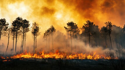 Wall Mural - A forest regenerating after a wildfire, symbolizing resilience.