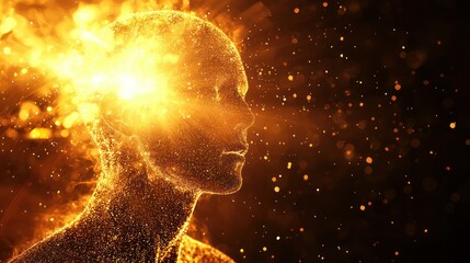 Wall Mural - a glowing divine spark forming the first human.