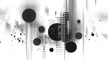 Poster - abstract monochrome composition featuring halftone patterns and geometric shapes creating a visually striking and modern aesthetic arrangement
