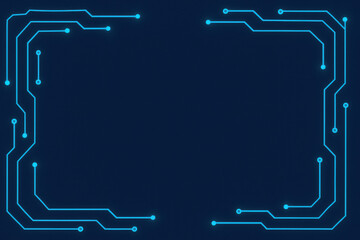 Poster - This illuminated circuit pattern features glowing lines outlining the canvas creating a digital interface perfect for technology-related applications