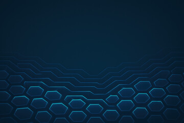 Poster - This features a stunning background with curved layered hexagonal patterns glowing in deep cyan creating a visually striking effect while leaving space for your design needs