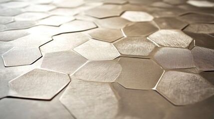 Poster - A close up of a textured and metallic hexagon surface