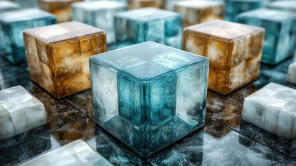 Poster - Crystalline Cubes: A Study in Texture and Light