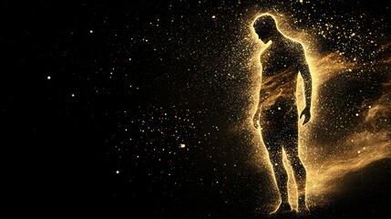 Wall Mural - A human figure dissolving into stardust, symbolizing cosmic transformation.