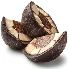Aufkleber - Three halves of chocolate covered coconuts, showing the creamy filling. Perfect for a sweet treat! Sliced Cupuacu