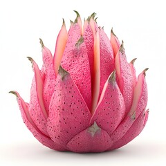 Poster - Close-up of a peeled pink dragon fruit against a white background. The image showcases the fruit's vibrant color and unique texture. A Vibrant and Detailed Image of a Peeled Dragon Fruit