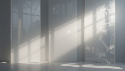 Poster - Captivating light play and shadows in a modern architectural space minimalist design interior photography serene environment artistic perspective
