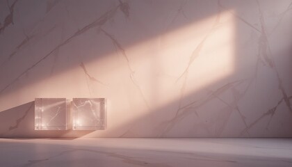 Poster - Soft light streaming through glass blocks minimalist interior ambient scene modern design calm atmosphere