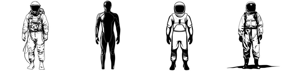 Wall Mural - exploration of human figures in astronaut suits showcasing diverse designs and styles for space adve