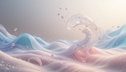 Poster - Dynamic ocean wave motion abstract art installation digital illustration soft color palette aerial view ethereal beauty
