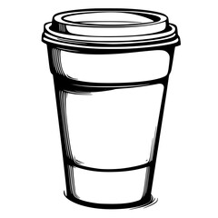 Poster - simple vector hand-drawn coffee cup design showcasing freshness and style