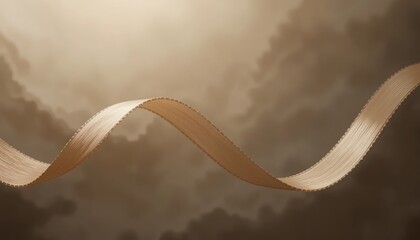 Poster - Dynamic flow of abstract ribbons against a dramatic cloudy sky digital art atmospheric surreal cinematic perspective