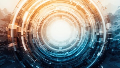 Poster - Digital transformation event featuring abstract technology circles virtual environment graphic content futuristic perspective
