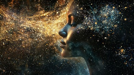Wall Mural - A mystical goddess weaving the stars into the night sky.