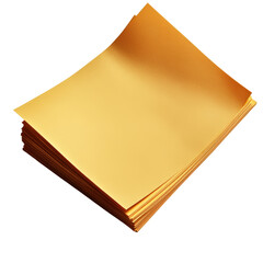 Poster - A stack of gold colored paper neatly arranged on a clean surface creating an elegant and luxurious display isolated on transparent background..