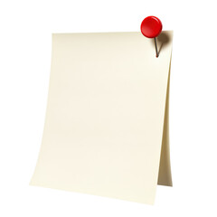 Poster - A single piece of paper with a red push pin affixed to it on a plain background ideal for note-taking and reminders isolated on transparent background..