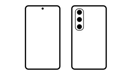 Wall Mural - a frameless middle price android phone mockup template back and front of the phone