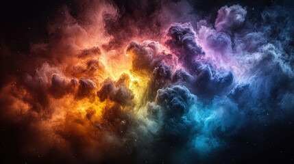 Poster - Cosmic Nebula: A Symphony of Colors in the Vast Universe