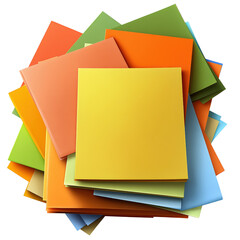 Poster - A pile of colored paper sheets in various bright shades perfect for crafting, school projects, and artistic endeavors isolated on transparent background..