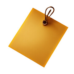 Poster - A bright yellow paper clip standing out against a simple background ideal for office supplies and organization isolated on transparent background..