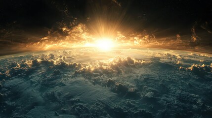 Wall Mural - A radiant angel hovering over Earth during its formation.