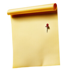 Poster - Piece of paper with a red pin affixed to it on a bright background for displaying important notes or reminders isolated on transparent background..