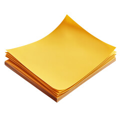 Poster - Stack of yellow paper sheets neatly piled together ideal for writing, printing, or crafting in office environments isolated on transparent background..