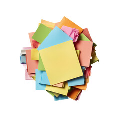 Poster - A colorful pile of sticky notes in various bright hues, ideal for organization, reminders, and creative projects isolated on transparent background..