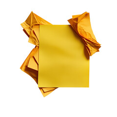 Poster - A single yellow piece of paper placed on a clean surface evoking a sense of simplicity and brightness in design isolated on transparent background..