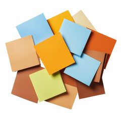 Poster - Vibrant pile of colored paper sheets in various shades creating a colorful and artistic display with textured surfaces isolated on transparent background..