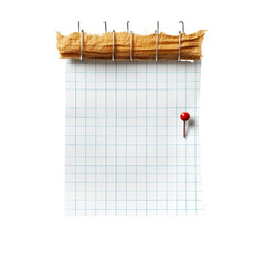 Poster - Single piece of paper with a colorful pin secured on it showcasing a simple yet effective way to attach notes or reminders isolated on transparent background..