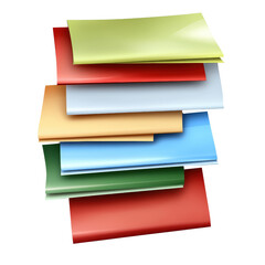 Poster - Stack of colored papers neatly arranged on a flat surface displaying a variety of bright shades and textures for use isolated on transparent background..