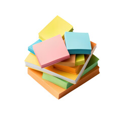 Poster - Organized stack of colorful sticky notes in various bright colors for effective planning and creative ideas isolated on transparent background..