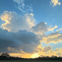 Wall Mural - A sky transitioning from stormy darkness to a bright, sunny day. 