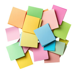 Poster - Pile of colorful sticky notes perfect for reminders, organization, and creative brainstorming sessions at work isolated on transparent background..