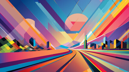 Wall Mural - create a dynamic abstract background gradient vector showcasing a blend of geometric shapes and soft