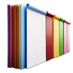 Poster - A vibrant stack of colored folders neatly organized for office or school use on a wooden surface background isolated on transparent background..