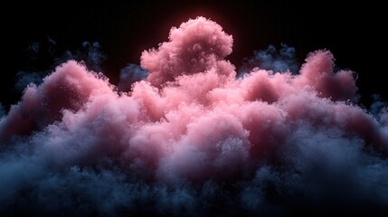 Poster - Ethereal Pink and Blue Smoke Cloudscape: A Dreamlike Digital Art