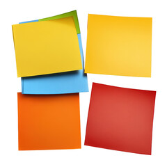 Poster - Four different colored sheets of paper laid out in a creative arrangement showcasing variety and texture isolated on transparent background..
