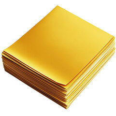 Poster - Neatly stacked gold colored paper sheets showcasing a luxurious appearance and rich metallic finish isolated on transparent background..