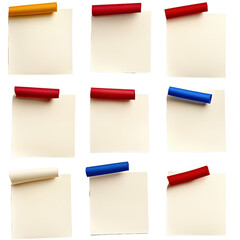 Poster - A bunch of colorful paper notes spread out on a table displaying various handwritten messages and reminders isolated on transparent background..
